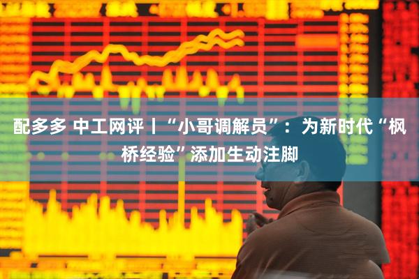 配多多 中工网评丨“小哥调解员”：为新时代“枫桥经验”添加生动注脚