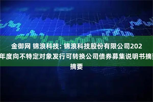 金御网 锦浪科技: 锦浪科技股份有限公司2025年度向不特定对象发行可转换公司债券募集说明书摘要