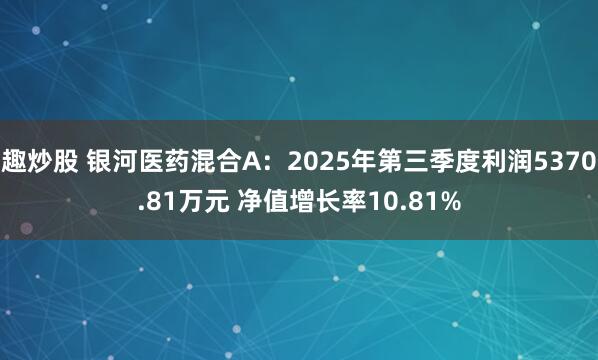 趣炒股 银河医药混合A：2025年第三季度利润5370.81万元 净值增长率10.81%